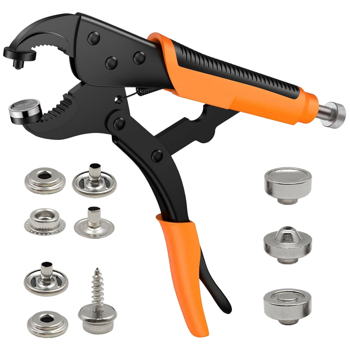 Fastener Installation Tool Snap Button Installation Set Snap Press Tool Stainless Steel Fastener Plier Kit with Versatile Die Attachments Suitable for Leather Garments Furniture Canvas Projects