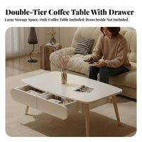 Doubletier Storage 2-Drawer Coffee Table Space-Saving Coffee Table with Drawers Multi-Functional Living Room Furniture Modern design for Small Apartment Dwellers, Homeowners, Families, Bedroom, Lounge Area, Home