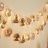 Easter String Lights with Wooden Bunny, Chick & Egg Ornaments, Rustic LED Fairy Lights Garland for Indoor Home, Spring Party, Bedroom & Mantelpiece Decoration