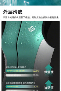 浮潜泳衣新款滑皮湿衣2mm背心款比基尼无袖前拉链自由潜水母服女
