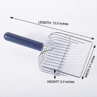Litter Scooper with Wood Handle, 33*15.5cm Stainless Steel Cat Litter Sifter, Metal Scooper with Large Slots for Fast Sifting and Cleaning