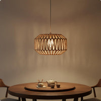 Woven Paper Cord Lampshade Hollow Design Boho Hanging Lamp Shade for Dining Room