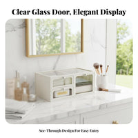 Clear Cosmetic Case with Drawers particle-proofshielded Clear Tiered Cosmetic Case for Women