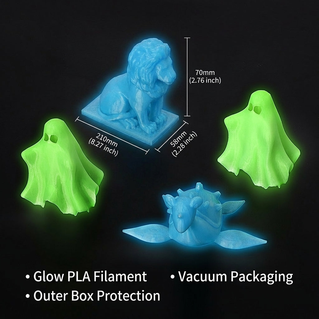 1kg PLA Filament for Fused Deposition Modeling 3D Printer, 1.75mm Diameter Night Glow Luminous Refill, Students Projects Dark Material