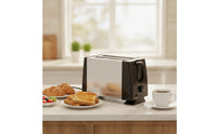 Compact Two-Slot Toaster Space-Saving Bread Toaster Slim Appliance Lightweight for Students, Small Kitchens, Dorm Rooms, Office Breakrooms