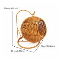 Hanging Basket with Stand Handwoven Countertop Fruit Holder Boho for Kitchen