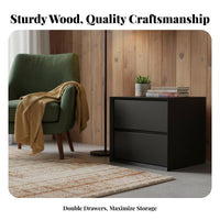 Modern Design Nightstand with Drawers Space-Saving 2-Drawer End Table Minimalist Design Bedroom Furniture Narrow Profile for Apartment Dwellers, Homeowners, Small Areas, Living Room, College Dorm, Entryway