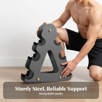 Stable Triangular Design 3 Tier Dumbbell Rack Long-Lasting Steel Construction Triangular Frame Dumbbell Stand Heavy Duty Tiered Weight Storage Stand Space Saving for Home Gym