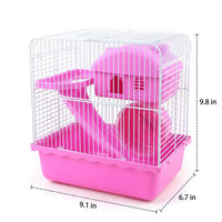 Large Hamster Cage with 10cm Deep Base, Double Layer Habitat Suitable for Hamsters, Indoor Starter Kit Includes All Accessories and Food 400g