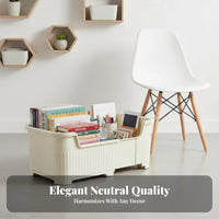 Expandable Rolling book container Easy Assembly Wheeled Book container Stackable for Parents
