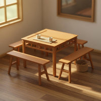 Miniature Long Bench Model Highly Detailed Miniature Table and Bench Set Pre-Assembled 1:18 Scale Doll Furniture for Hobbyists