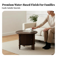 2 Pieces Round Nesting Table Set Dense Wood Wood Construction Tripod Nesting Tables Retro Aesthetic Polished Rounded Edges
