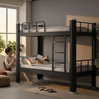Metal Bunk Bed Heavy-Duty Bunk Bed with Ladder Space-Saving Furniture for Students, Roommates, Dorm Rooms, Shared Apartments