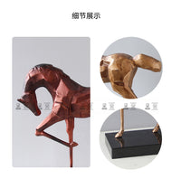 新中式复古金属一马当先工艺装饰别墅样板房电视柜玄关软装摆件