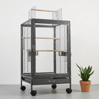 Large Bird Cage with Acrylic Panels, Transparent Parrot Cage on Rolling Stand with Open Top for Parakeets Lovebirds and Budgie Parakeet Home
