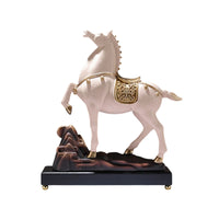 Tabletop Horse Statue Metallic-Finish Decor Ornate for Study, Office