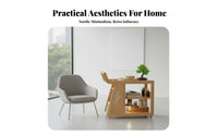 2-Tier Rolling Trolley Vintage design Side Table adaptable Use for Renters, Hosts