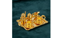 8 Pieces Metal Miniature Tea Set with Tray Elegant Dollhouse Tea Set Silver Detailed for Photographers
