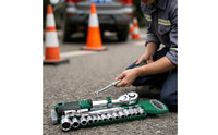Industrial Socket Wrench Kit with Case Reversible Ratchet Wrench Set with Sockets Portable Ratchet Compatible for DIYers