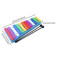 Includes Mallets Rectangular Base Music Instrument Clear Bright Sound 13-Tone Aluminum Bar Instrument Metal Xylophone
