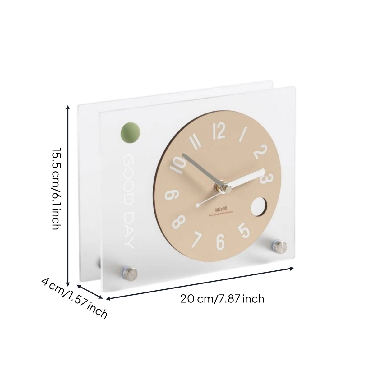 Acrylic Clock Transparent Decorative Clock Modern Compact for Desk, Bedroom
