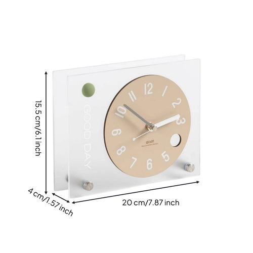 Acrylic Clock Transparent Decorative Clock Modern Compact for Desk, Bedroom