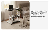 Multifunctional Adjustable Overbed Table Space-Saving Design Mobile Laptop Desk Sturdy Frame Rolling Bedside Table Lockable Wheels for Students, Telecommuting Workers, Seniors, Bedroom, Study, Small Areas, Living Room
