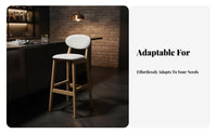 High-Back Wooden Stool Minimalist Design Counter Chair Sturdy Frame for Adults