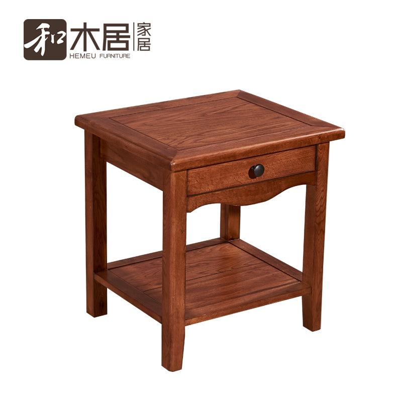 和木居 实木床头柜带抽屉床边柜储物柜 美式环保卧室橡木家具