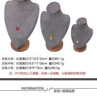 胡桃木绒布人像架项链吊坠首饰架珠宝橱窗陈列展示架饰品柜台摆件