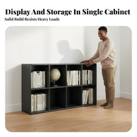 Black Grid Bookcase Multipurpose Modular Cube Storage Organizer with Engineered Wood Material and Open Design Suitable for Renters Homeowners Balcony Bedroom Entryway