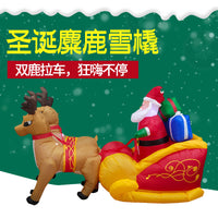 Christmas Inflatable Reindeer Sled and Santa Claus Yard Decoration (EU Plug)