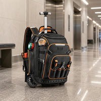 Rolling Tool Backpack Padded Back Panel Wheeled Tool Backpack Reinforced Edges
