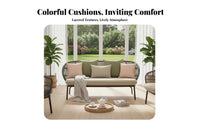 4 Pieces Weather-Resistant 4-Piece Woven Seating set Modern Design Patio Set Thick pads Garden Furniture Easy to Clean for Families, Adults, Homeowners, Balcony, Backyard, Deck, waterside