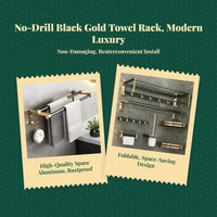 Towel Rack, No-Drill Aluminum Bathroom Shelf, Wall Organizer