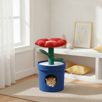 Flower Pot Pet House Enclosed Cat House with Scratching Post Cozy for Small Dogs