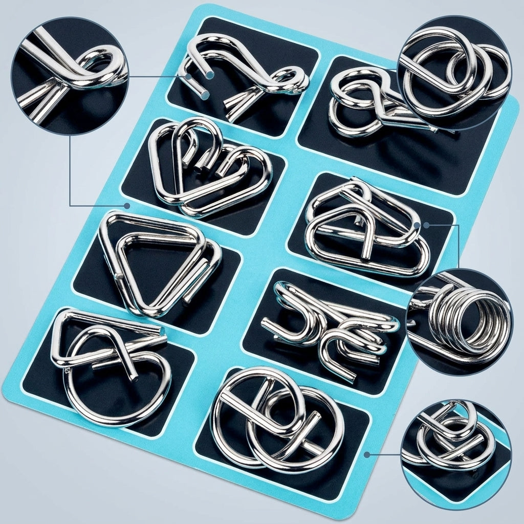 Metal Interlocking Brain Teaser Puzzle Set