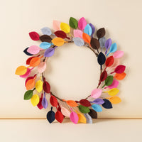 Wreath with Textile Leaves Decorative Handmade Leaf Wreath Autumnal for Thanksgiving