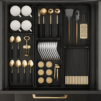 Cutlery Box for Drawers Organizer, Aluminum Alloy Cutlery Insert 46cm, 3 Compartments, for Kitchen and Household