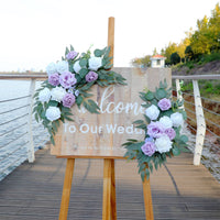 2 Pieces Wedding Arch Flower Swag Reusable Wedding Arch Flower Decoration Realistic Look Welcome Sign Floral Decoration for Outdoor, Bridal Shower