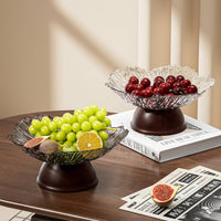 Pedestal Fruit Bowl Multi Functional Petal Rim Fruit Plate Raised Base