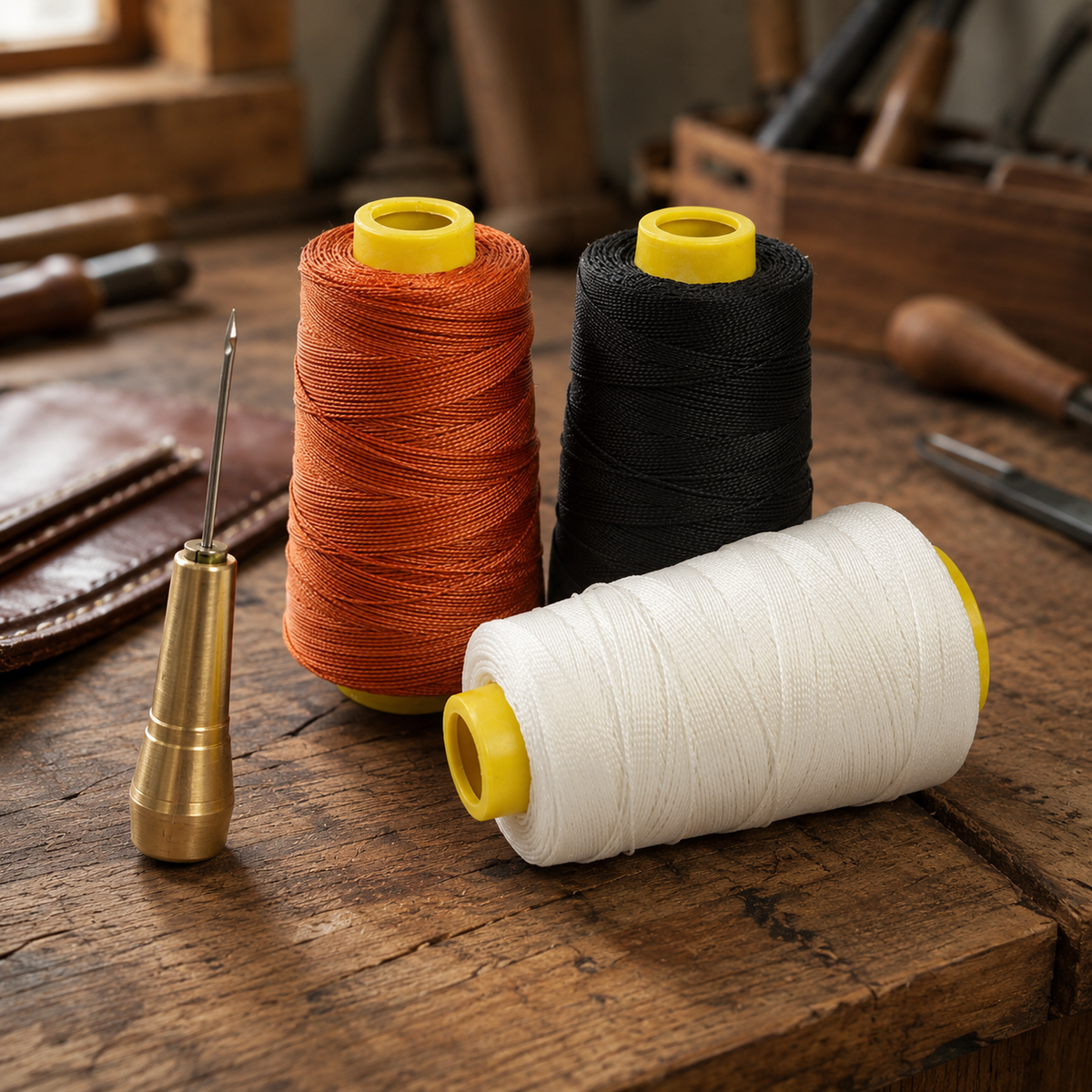 300m Shoe Repair Thread Strong Polyester Sewing Line for Leather Craft Upholstery with Awl Set