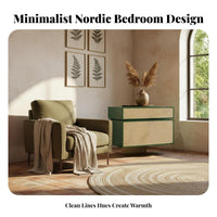 Rattan Drawer End Table Nordic Design Nightstand Mid-Centuryperiod Modern Sturdy Construction for Interior Designers, Renters
