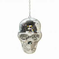Skull Disco Ball Glittering Skeleton Head Decor Retro Glam