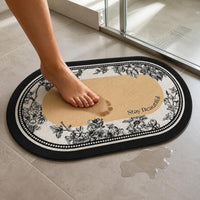 Diatomaceous Earth Floral Bath Mat, Non-Slip Absorbent Quick Dry Doormat for Bathroom Entryway