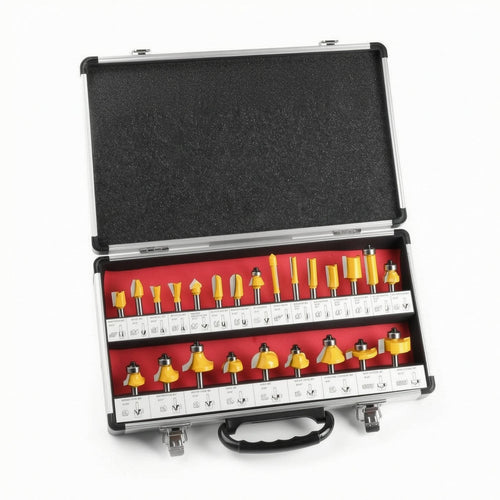 24 Pieces Router Set with Aluminum Case Tool Heavy Duty for Carpenters