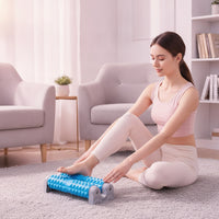 Deep-Tissue Double Roller Massager Textured Foam Roller with Suction Cups Stable for Athletes, Yogis, Home Gym, Floor
