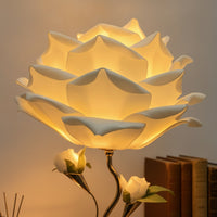 Decorative Floral Table Lamp Ambient Flower Table Lamp Romantic Floral Desk Light Sculptural for Bedroom, Living Room, Reading Nook