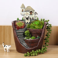 Miniature House Resin Succulent Planter Pot for Garden Micro Landscape Decor