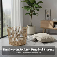 Woven container with Lid French & design Laundry Hamper Large Capacity for Living Room